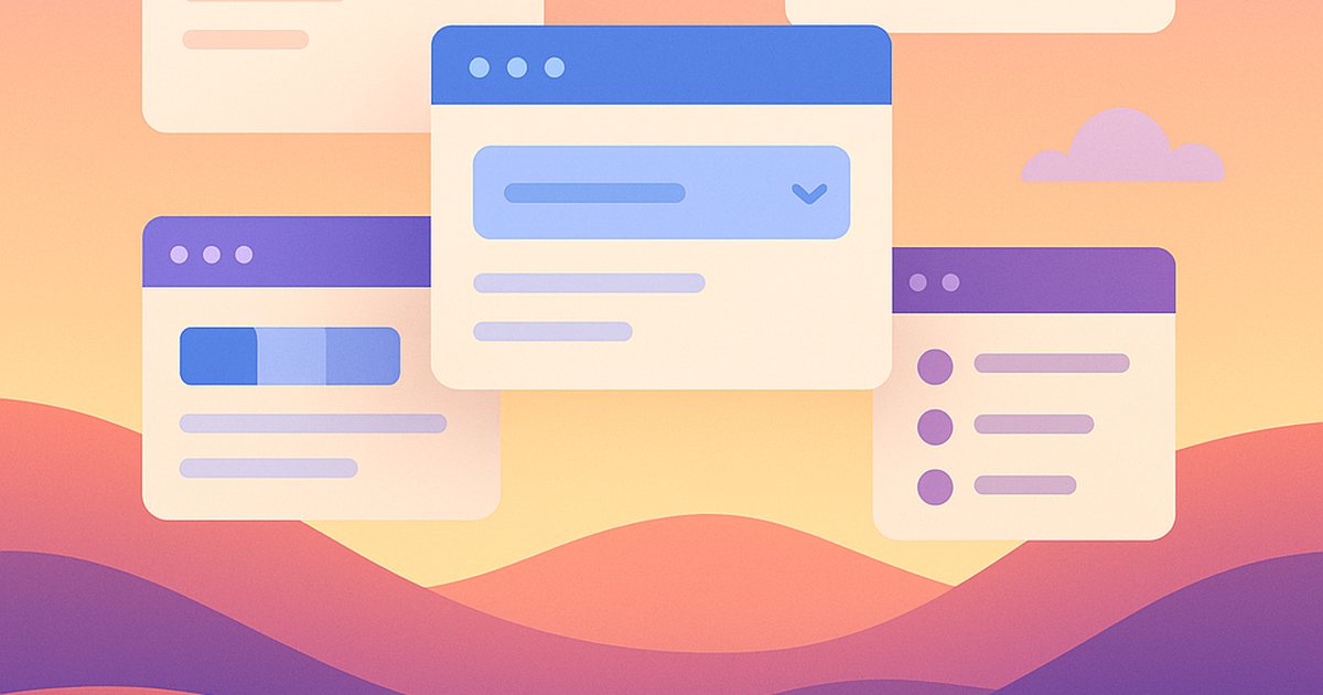 Illustration of software interfaces as floating gems above a landscape, representing untapped B2C SaaS market opportunities with low competition