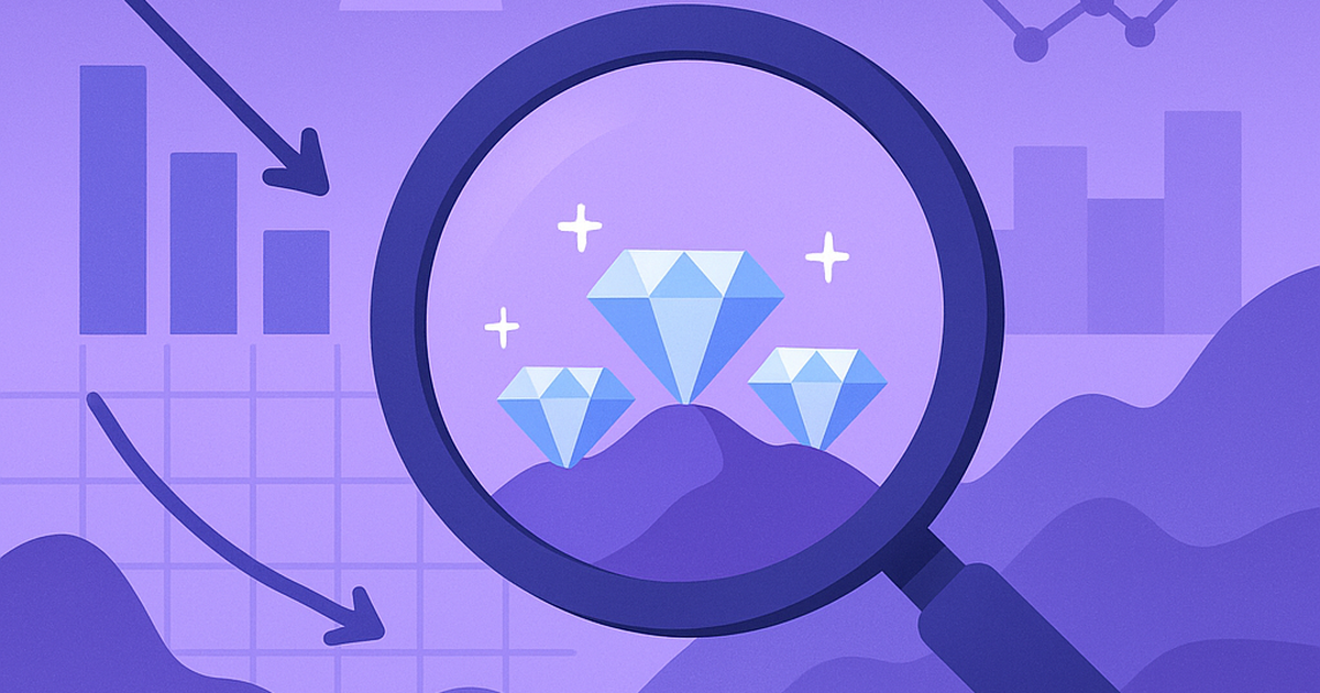 Magnifying glass discovering untapped micro SaaS opportunities in low competition consumer markets