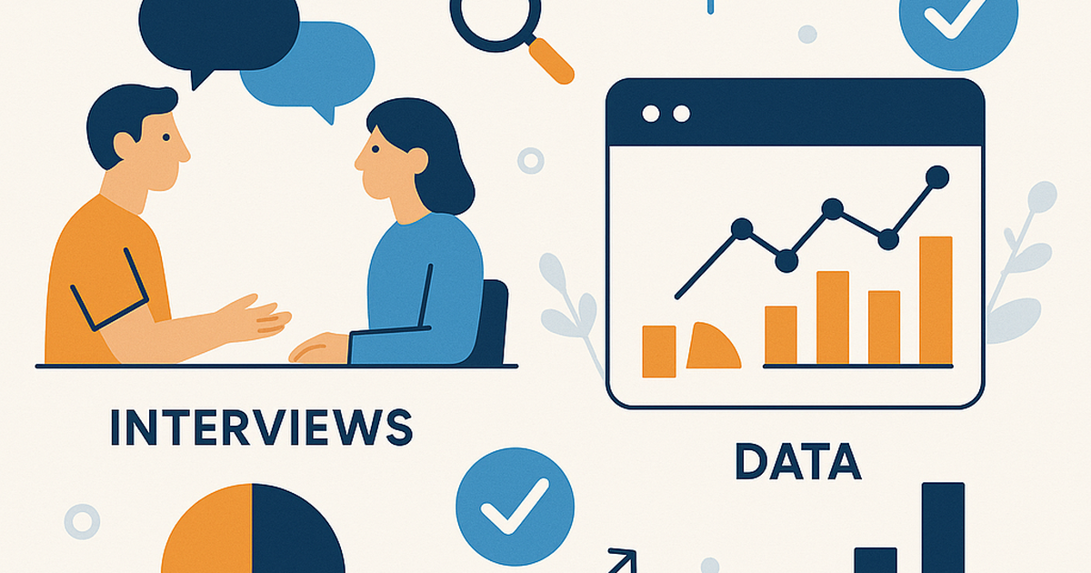 Customer discovery sprint visualization showing interview process, data analysis, and validation checkpoints for startup idea validation